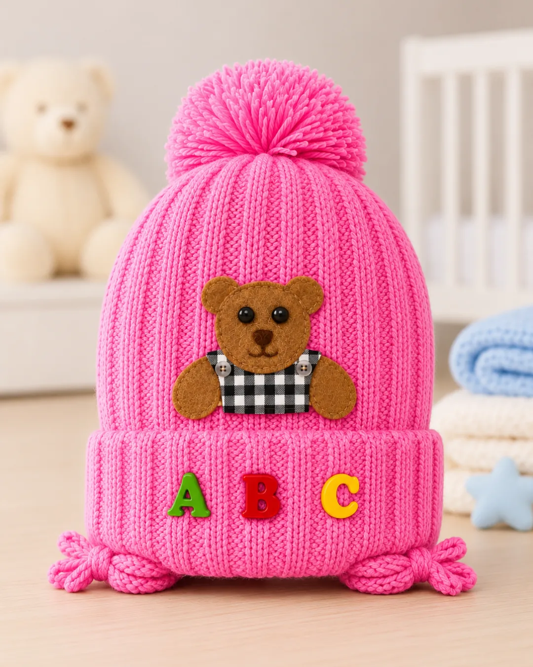 Gorro ABC Rosa com Pompom